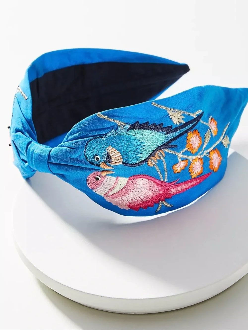 Nam Josh embroidered Blue Bird Headband with Floral Details